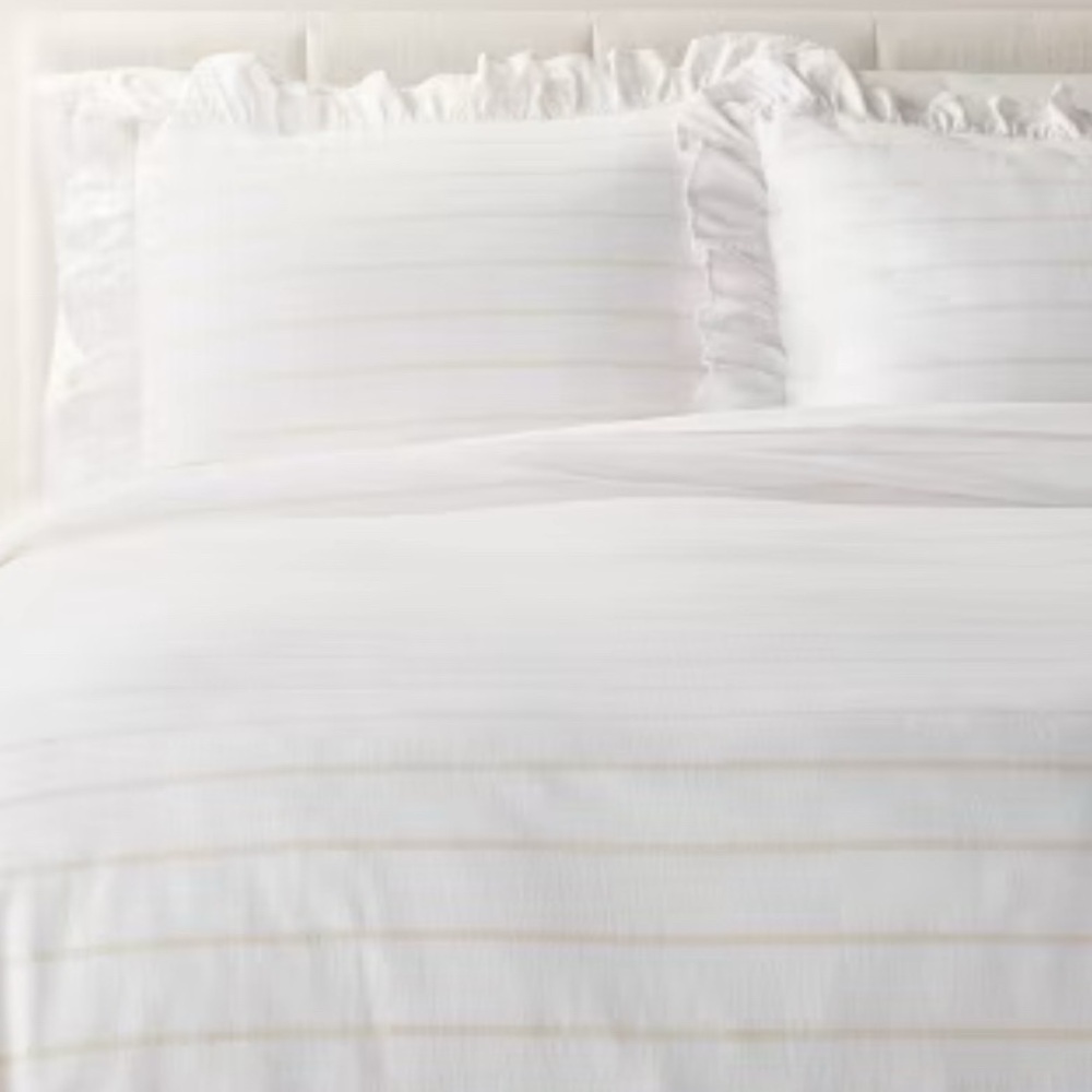 Pair of Studio Magee for Threshold (Target) cotton ruffled striped pillow shams